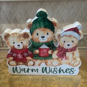 NWT Warm Wishes Holiday Bear Decoration 8”x9”
